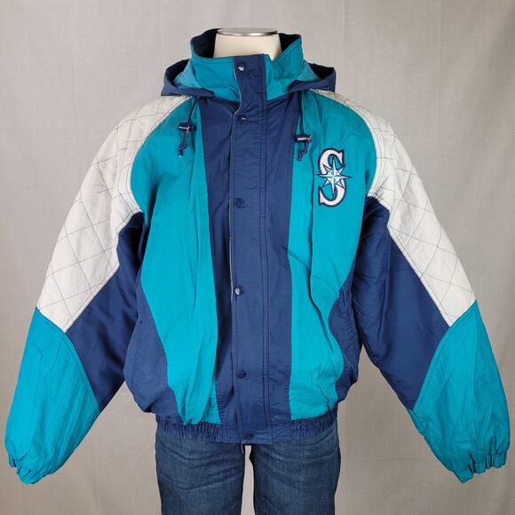 VTG 90s Seattle Mariners Genuine Merchandise Zip Front Bomber Jacket Sz XL - Picture 1 of 13